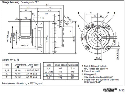 MCR5E680L50Z30B4M 680cc/rev Hydraulic motor wih brake