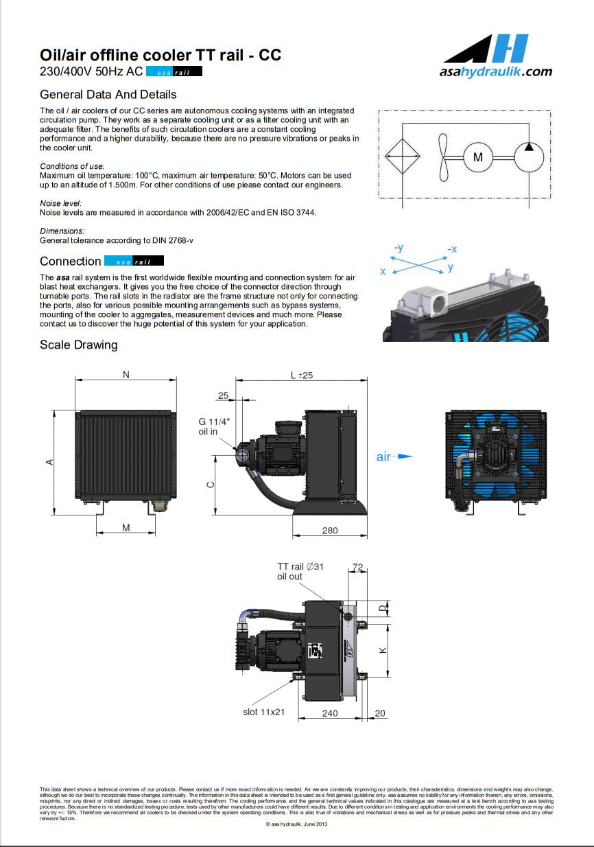 ASA TT11RA47CC  CC COOLER 230/400V 50Hz AC 30LPM - Unwin Hydraulic Engineering