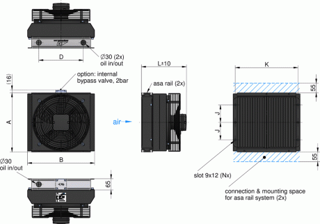 TT 11 rail compact AC Oil  Air Blast Oil Cooler TT11RC4E - Unwin Hydraulic Engineering